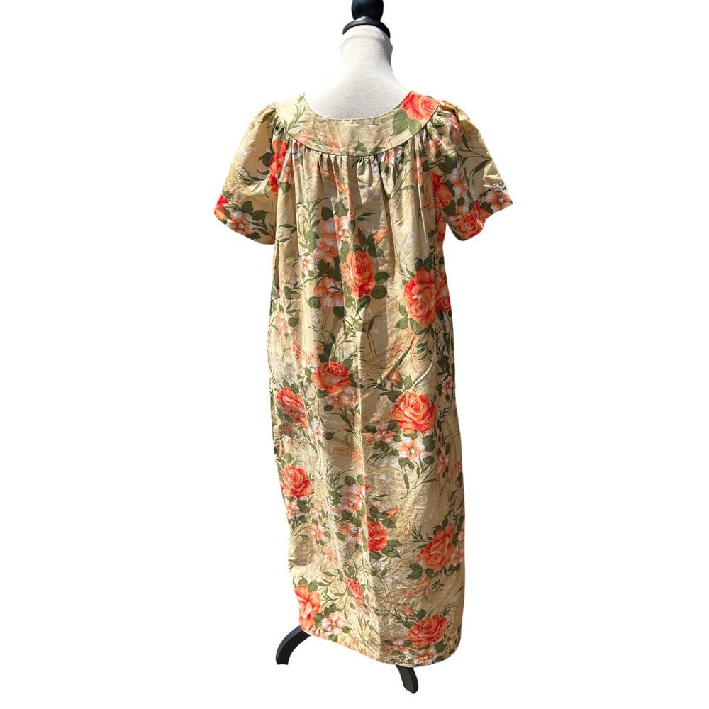 Vintage 70s Sears Floral MuuMuu Maxi Dress Caftan Hawaiian Print Sz  Lg 16-18 - Picture 4 of 9